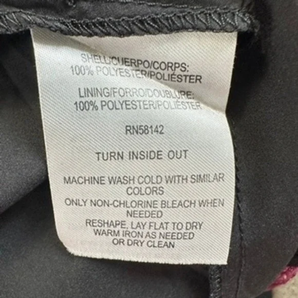 Maggy London Plum Wine Red Lace Fluted Midi Long Sleeve Dress Velvet Belt SZ 14 - Picture 9 of 9